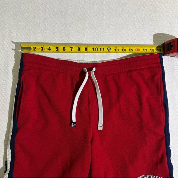 Abercrombie and Fitch Gym Shorts Men’s L Basketball Red Vintage 90s Baggy - Picture 8 of 10
